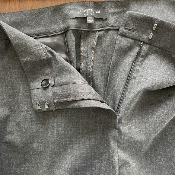 Lafayette 148 Menswear Pants Lot Of 2 Women's 12 Black Grey Wool Trouser Career - Picture 5 of 16
